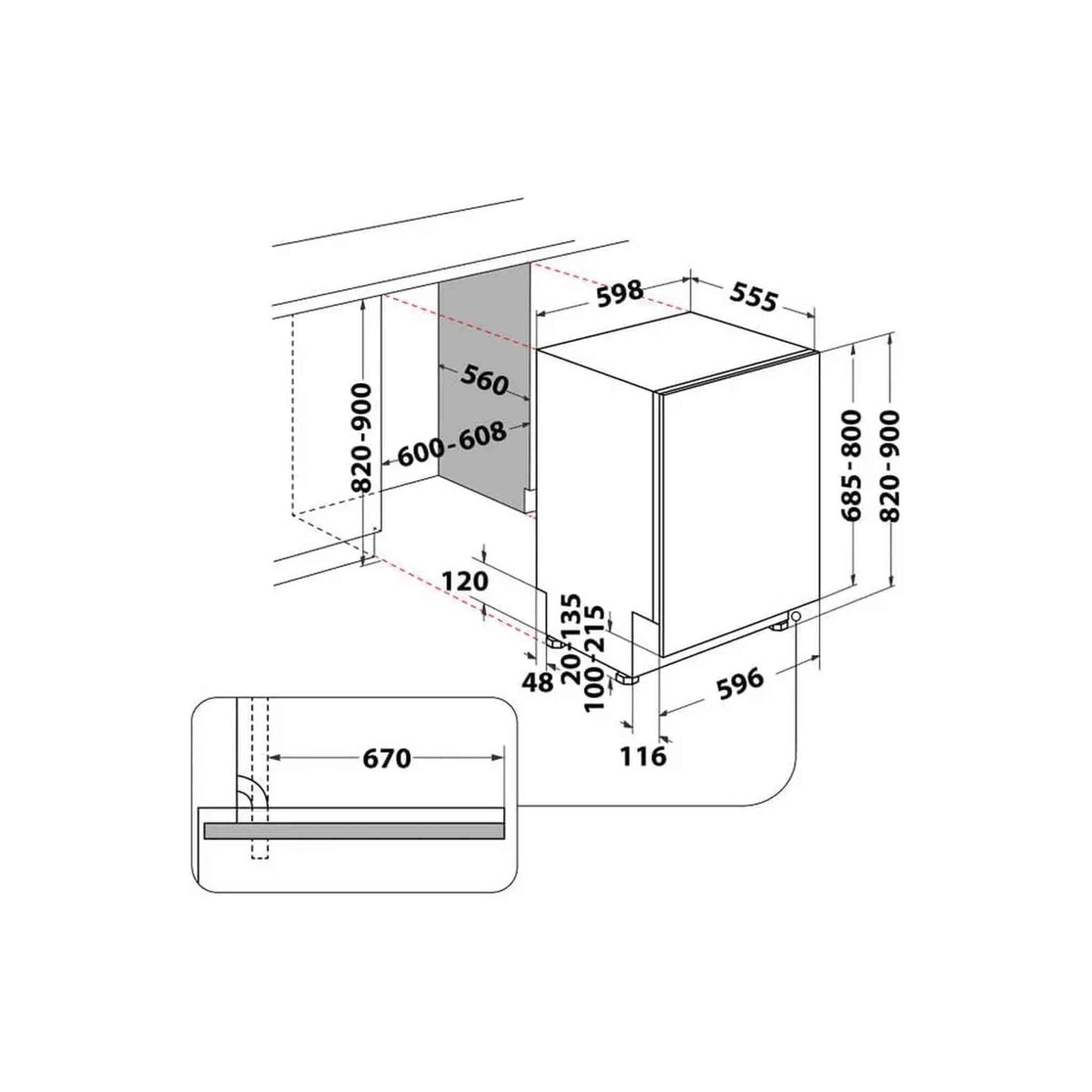 Whirlpool WIS7020 - Inbouw vaatwasser - Volledig geïntegreerd
