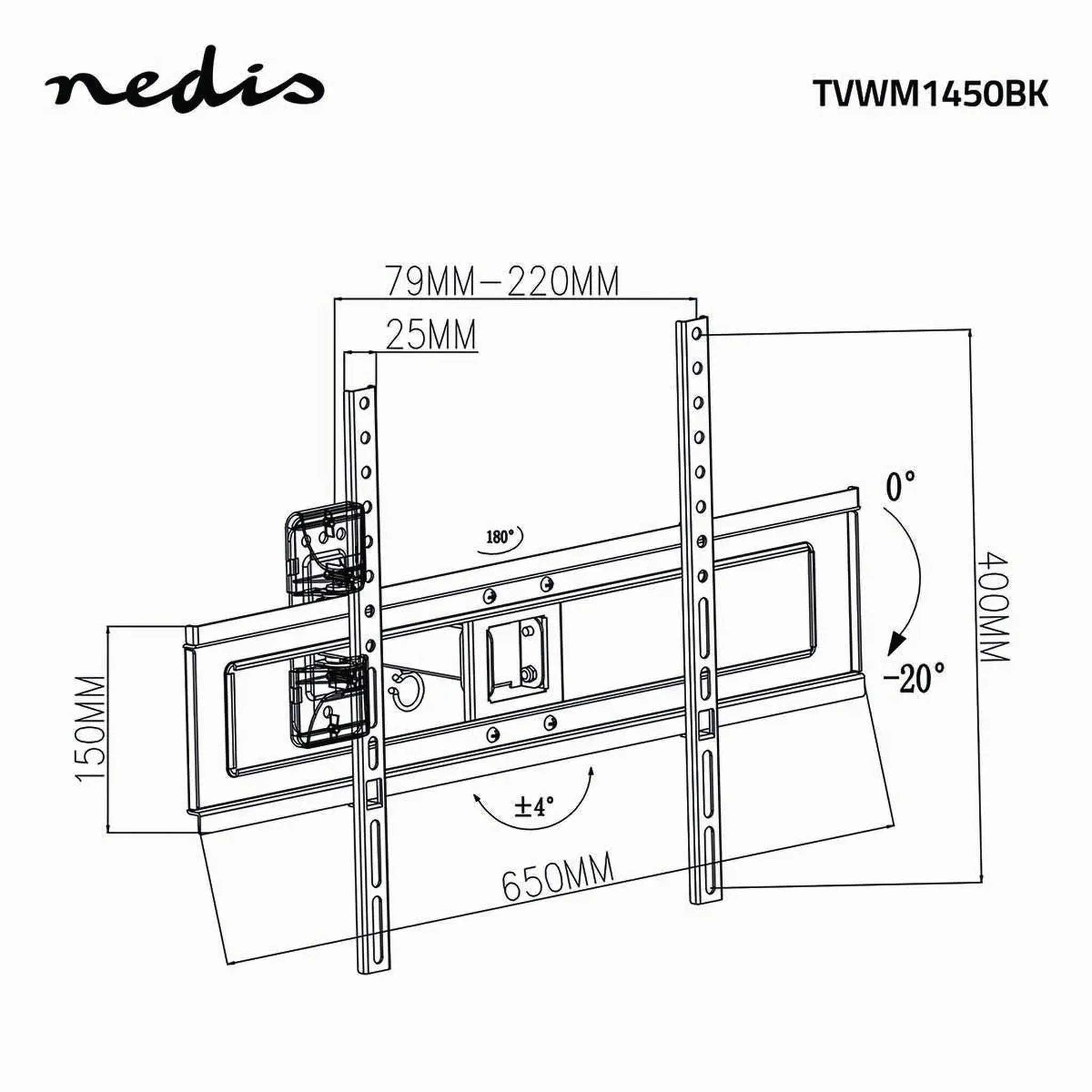 TV muurbeugel 37 - 70 inch Draai- en kantelbaar - TVWM1450BK