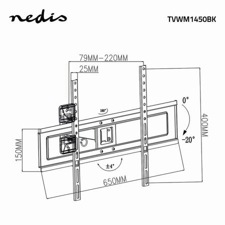 TV muurbeugel 37 - 70 inch Draai- en kantelbaar - TVWM1450BK