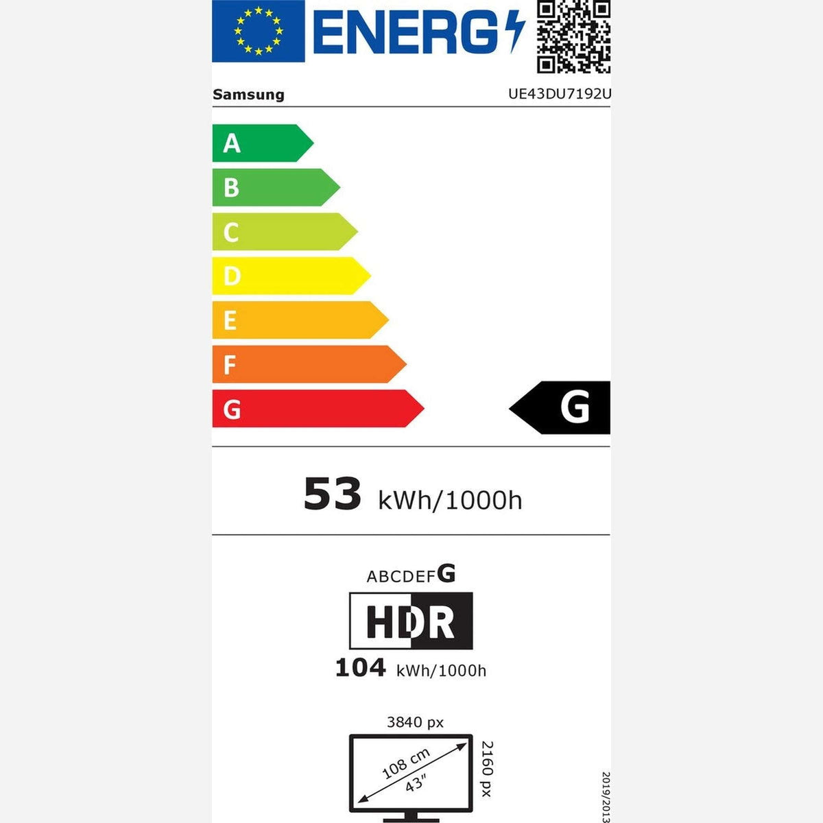 SAMSUNG UE43DU7192 - 43 inch - 4K UHD