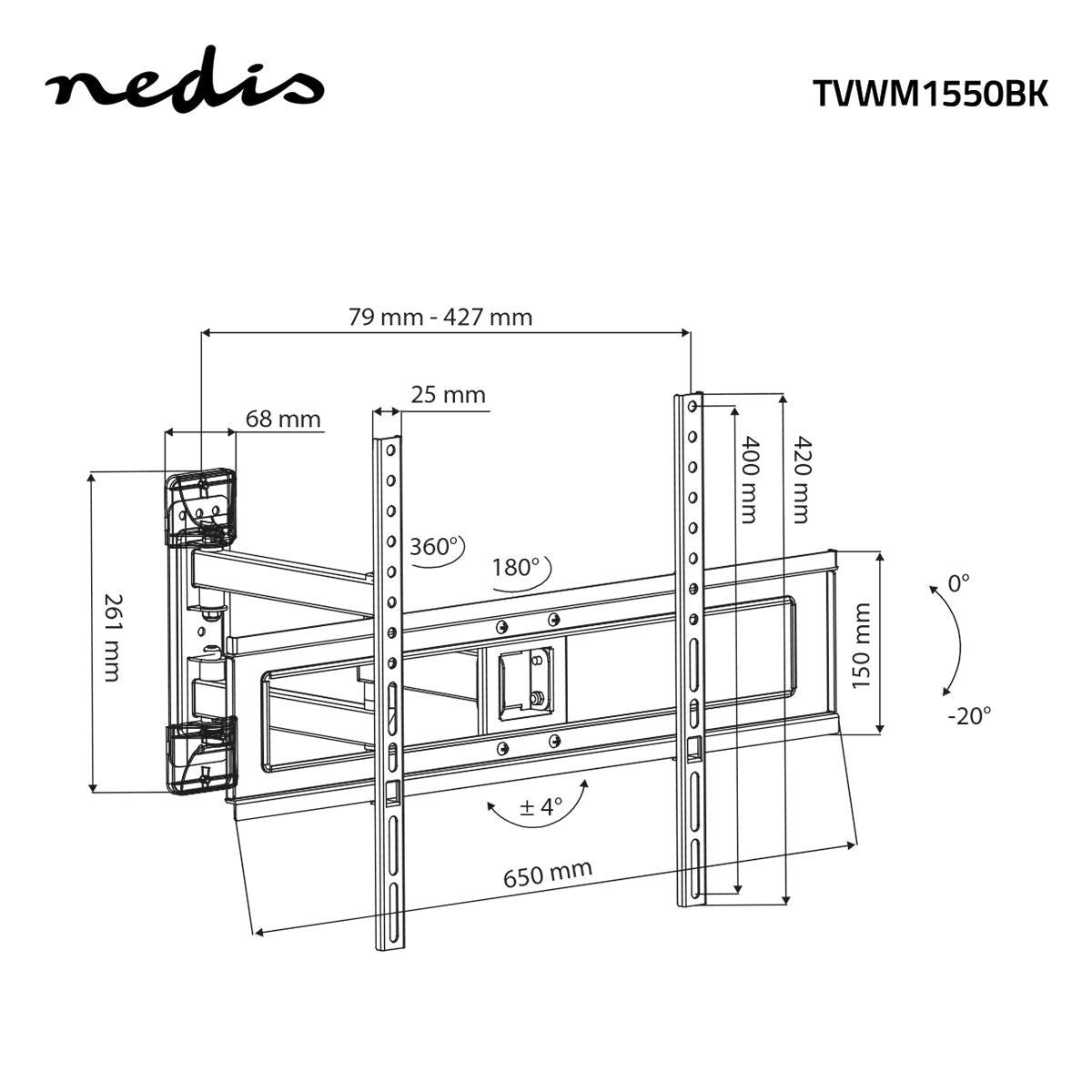 Nedis TVWM1550BK WALL MOUNT 37 - 70 "