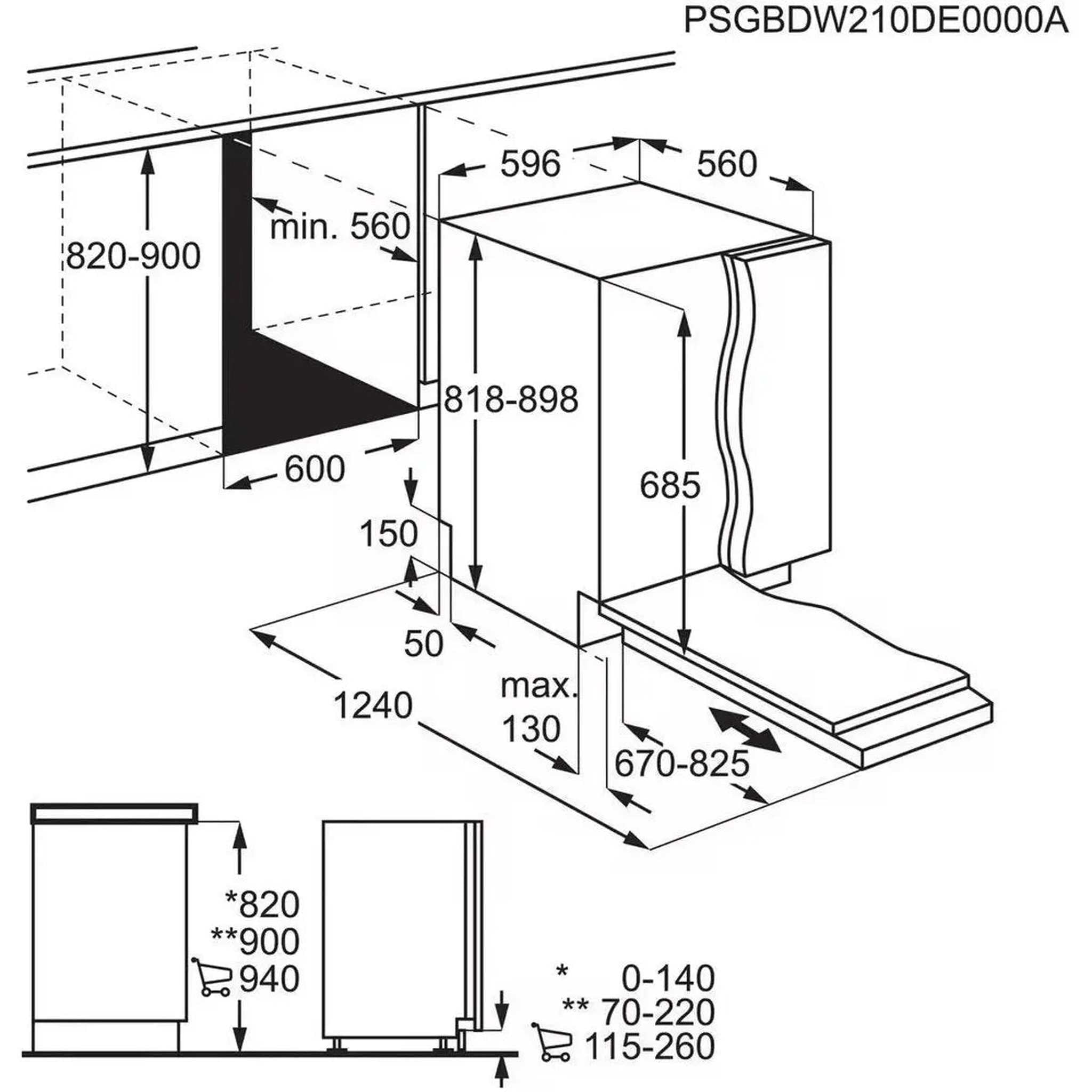 AEG FHK74607P - Inbouw vaatwasser - Half geïntegreerd