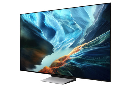 Samsung OLED S90H-televisie – schuin van rechts